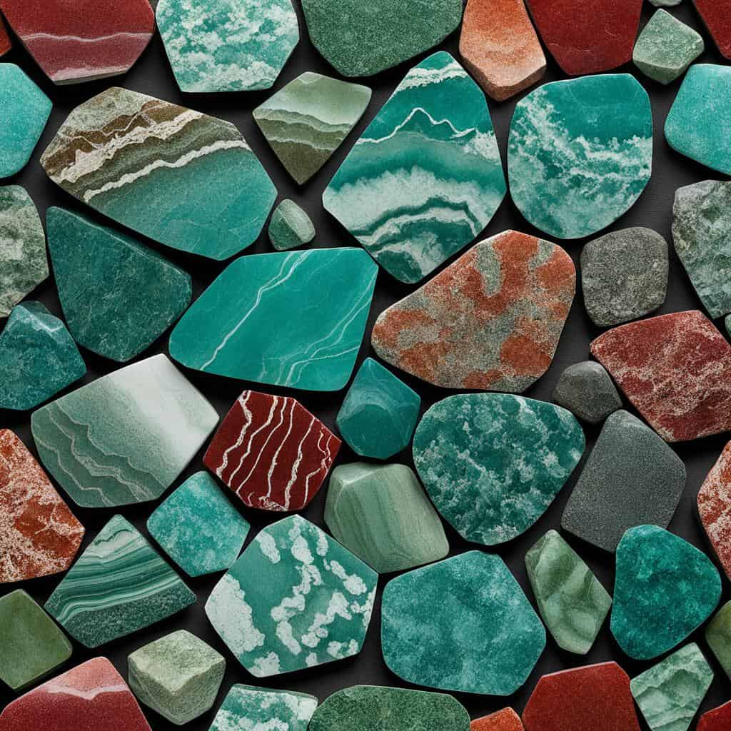 Unakita em diferentes colorações Unakita em diferentes colorações