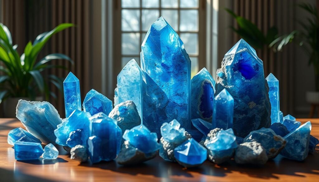 Cianita Azul na decoração mineral